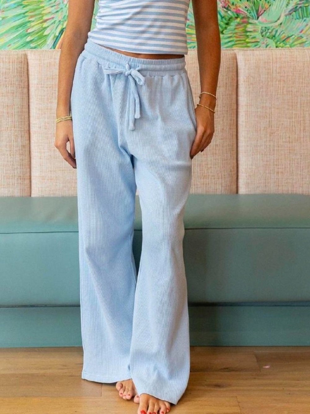 Lulu Mac Light Blue Waffle Knit Pants